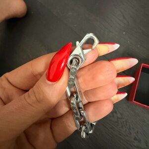 LOUIS VUITTON STERLING Silver Chain Bracelet with Signature Monogram Links MAN